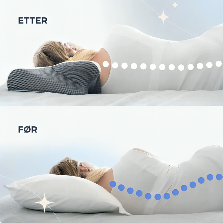 Konturformet ergonomisk sovepute for nakke og rygg. Perfekt for komfortabel og uforstyrret søvn hele natten.