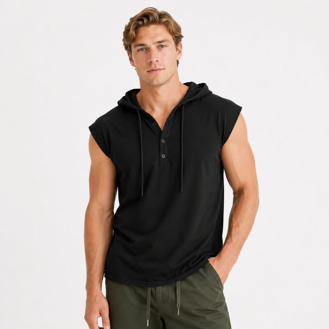 Casual herre hettevest for sommeren. En ermeløs tanktopp som passer perfekt til fritid og streetwear.