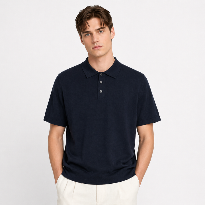 Herre klassisk kasjmir polo t-skjorte, 100% ren, for luksuriøs komfort og elegant stil.