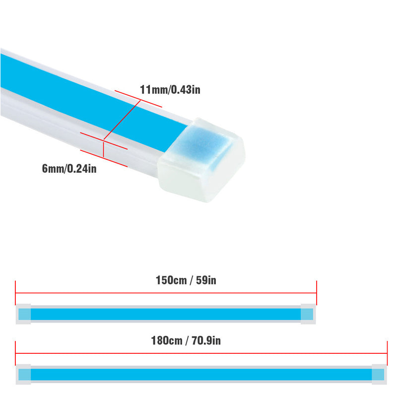 Slank dynamisk LED-stripe for bilpanser, fungerer som ekstra kjørelys og frontlys.