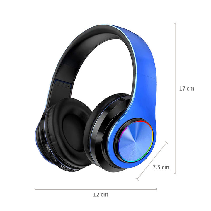 Bluetooth 5.0 trådløse hodetelefoner med dynamiske RGB-lys. Lang rekkevidde og stabil lydtilkobling.