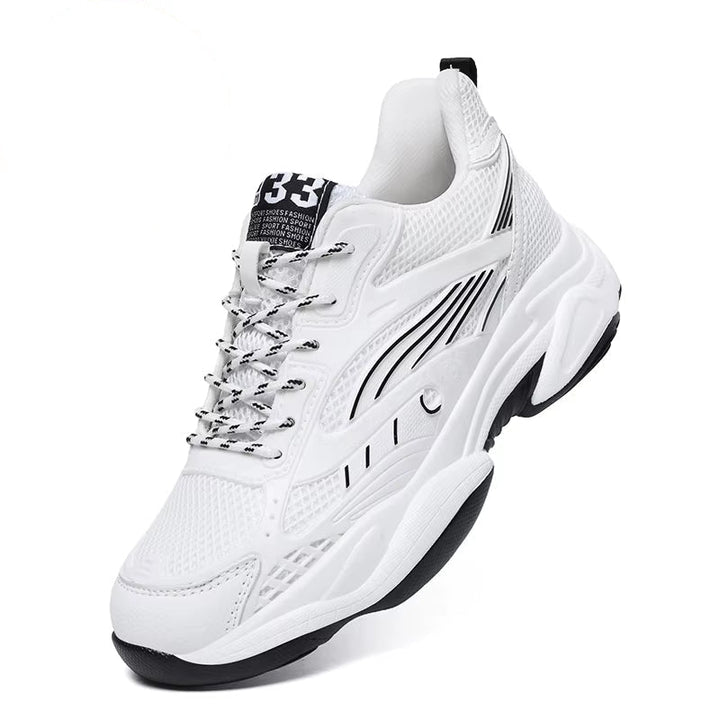 Ergonomiske komfortsko for menn med skjult 6 cm høydeøkning, egnet som sportssko og sneakers.