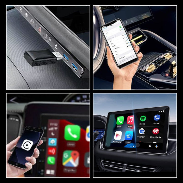 Bilde av den innovative trådløse biladapteren for CarPlay og Android Auto, forbedrer kjøreopplevelsen.