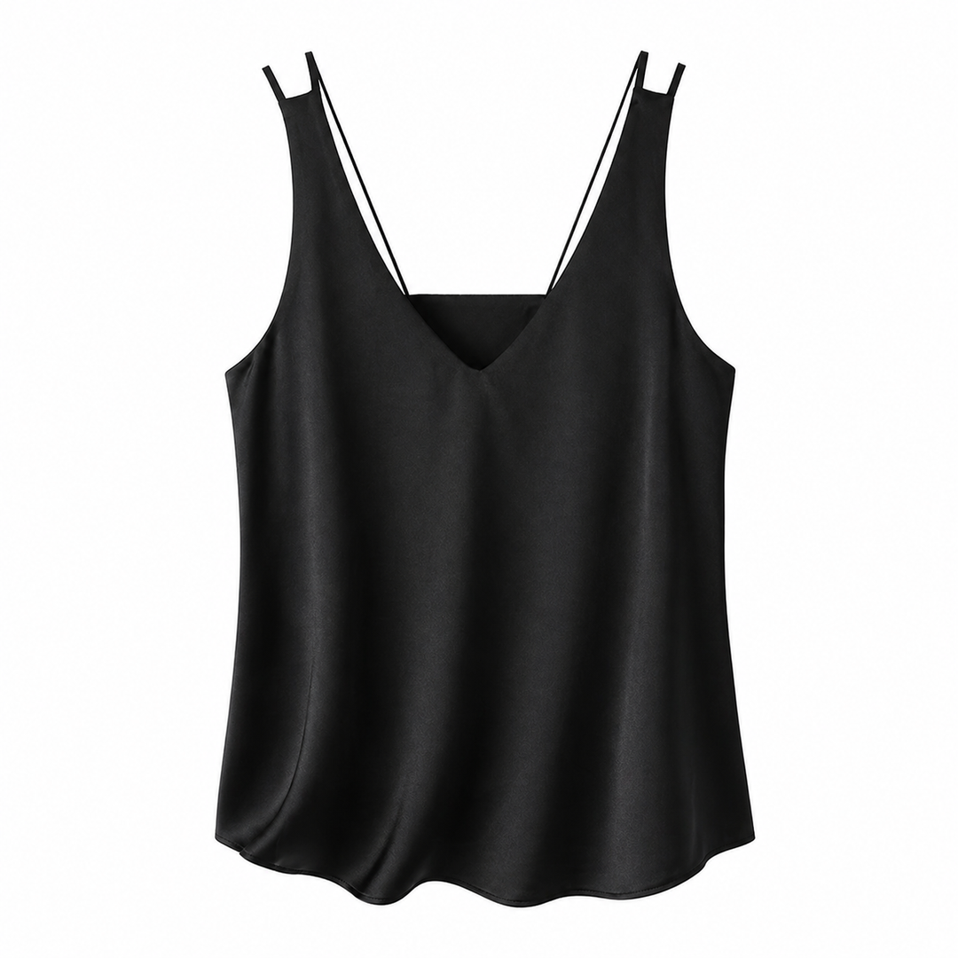 Komfortabel silke camisole med innebygd BH for damer, elegant design i glatt satengstoff.