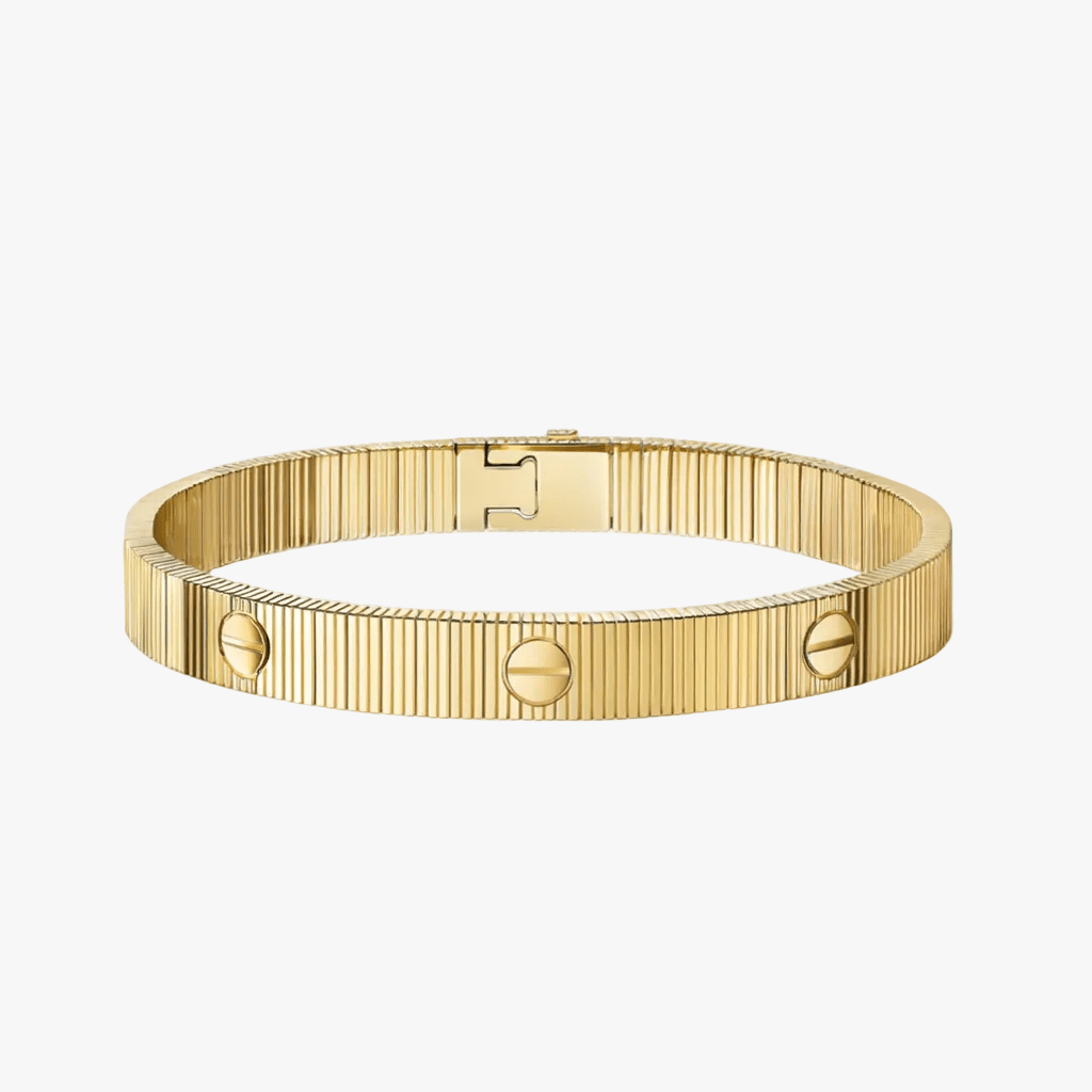 Unisex fleksibelt 'Love' armbånd i metall. Elegant og moderne hverdagssmykke, perfekt gaveidé.