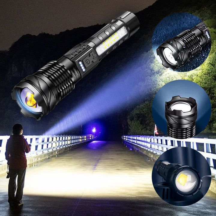 Høytytende hvit laserlykt, ultralys og langtrekkende. Ideell som utelys for sikkerhet og utforskning.