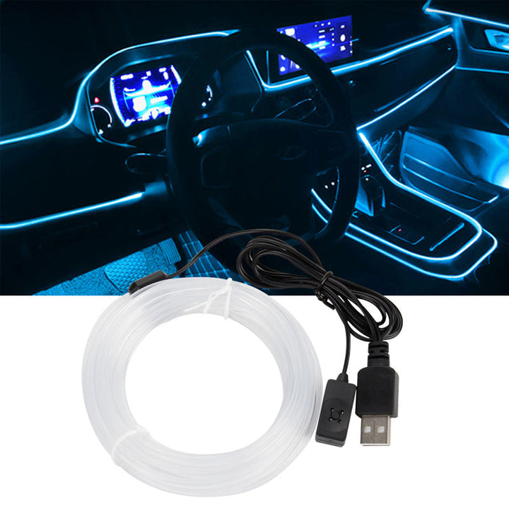 Komplett sett med fiberoptiske RGB-lys for DIY-installasjon av bilinteriørbelysning.