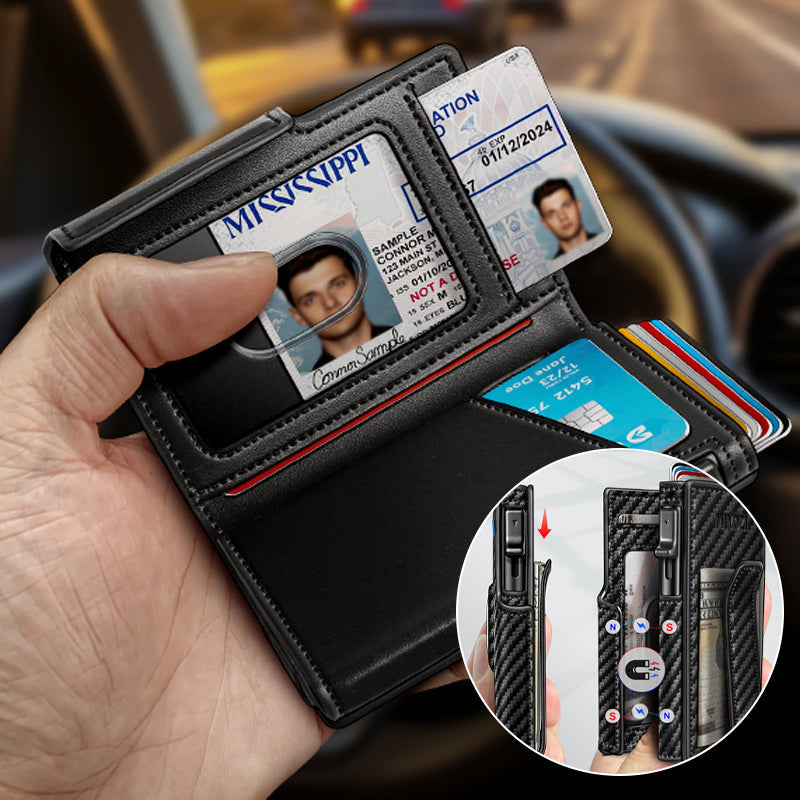 Elegant menns RFID lommebok i svart PU-lær. Sikker og stilig herrelommebok med beskyttelse.