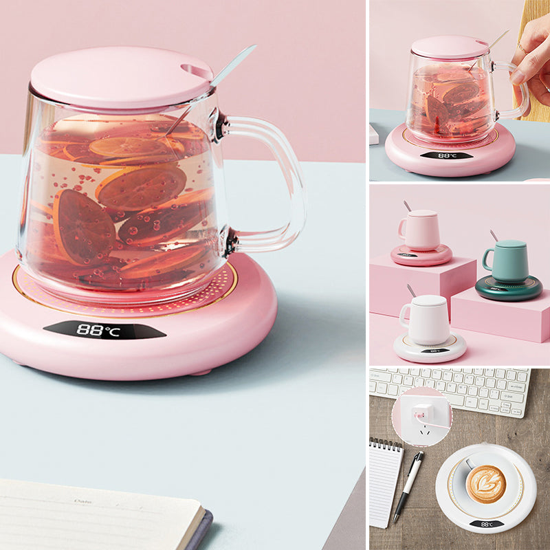 Smart varmebrikke holder kaffe og te varm. USB-drevet krusvarmer for hjemmekontor. Perfekt drikketemperatur.