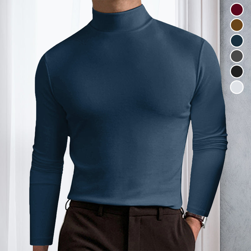 Moderne slim fit høyhalset t-skjorte for menn, langermet design for en elegant herrelook.