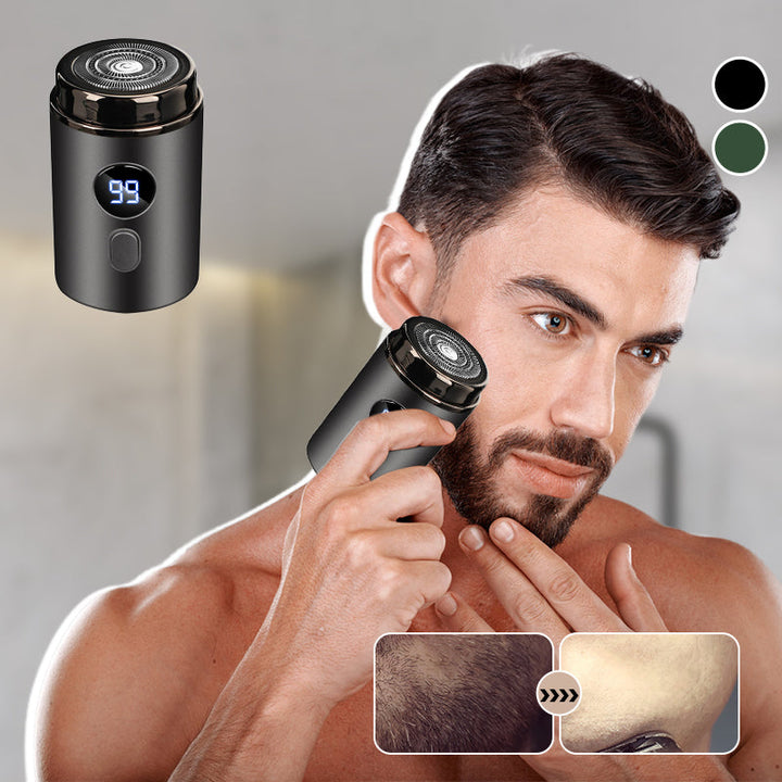 Unisex reisebarbermaskin i toalettmappe, klar for glatt hud på ferie eller forretningsreise.