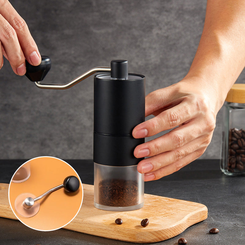 Manuell kaffekvern i rustfritt stål, med keramisk kvern, for fersk aroma og kaffebrygging.
