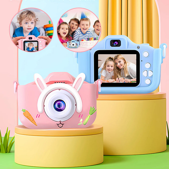 Lilla barnekamera med HD-oppløsning og dobbeltlinse. Perfekt elektronikk for lekende læring.