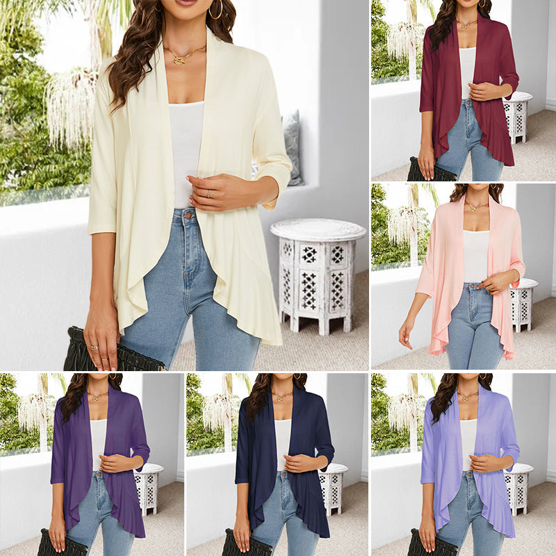 Allsidig cardigan for kvinner med 3/4 ermer. Ideell lettjakke for uformell stil.
