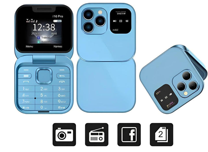 Grunnleggende foldbar telefon med HD kamera, radio og mediespiller, ideell for daglig bruk.
