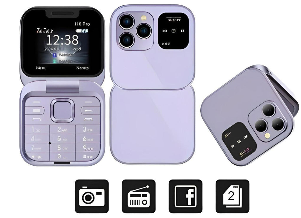 Ny kompakt foldbar telefon med dobbel SIM-støtte for fleksibilitet og enkel kommunikasjon.