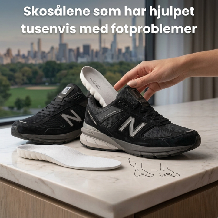 Detaljert bilde av FootRelief ortopediske innleggssåler med gel-demping og buestøtte for komfort.
