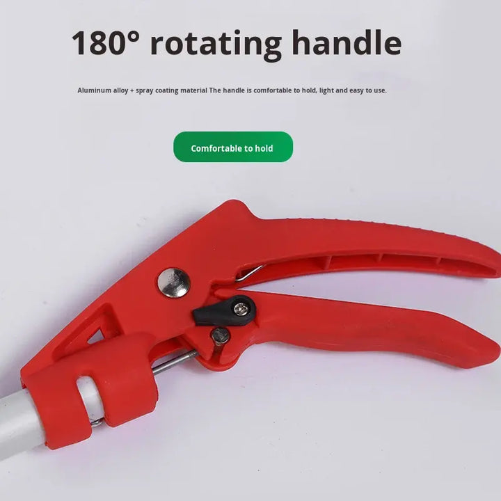 Detalj av fruktplukkerens kurv og gripeklør, designet for å skåne frukten under plukking.