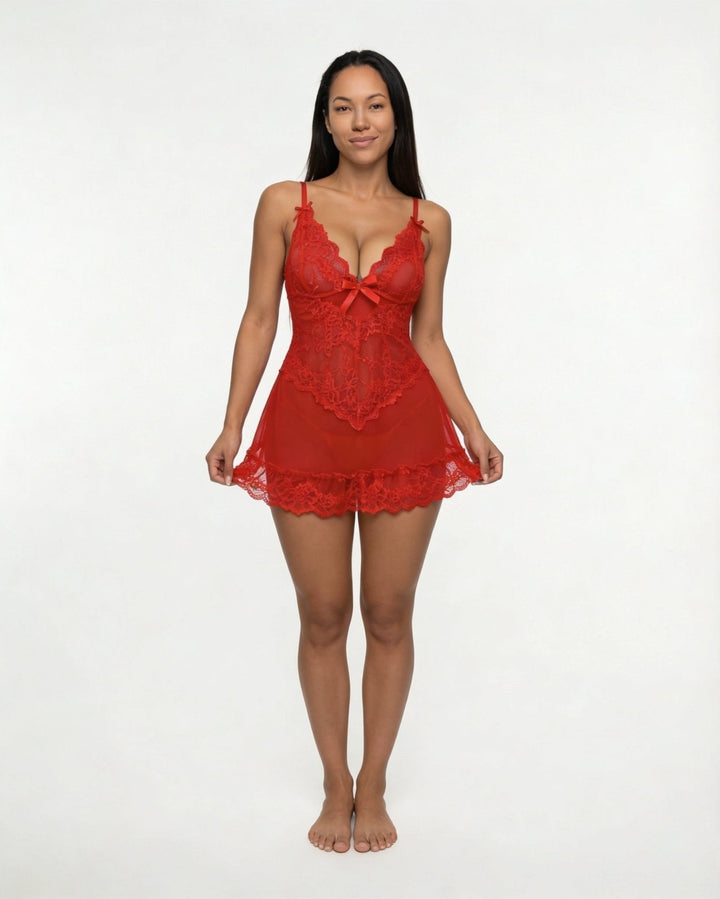 Kvinne nattkjole: forførende blonde chemise, komfortabelt design.