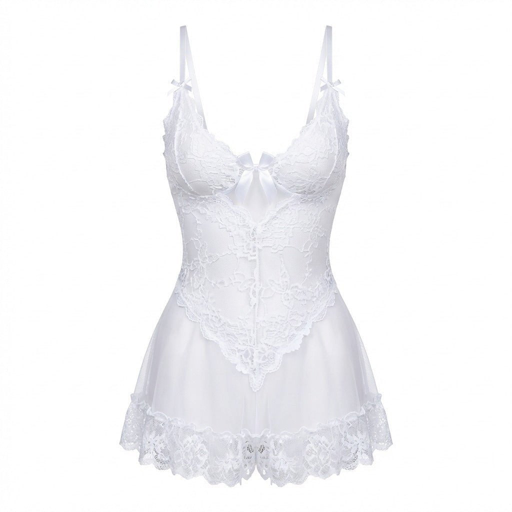 Luksuriøs blonde chemise, elegant design med g-streng og blonder.