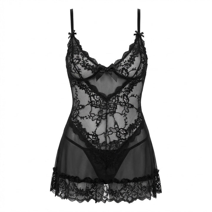 Romantisk blonde chemise med tynne stropper og g-streng for damer.