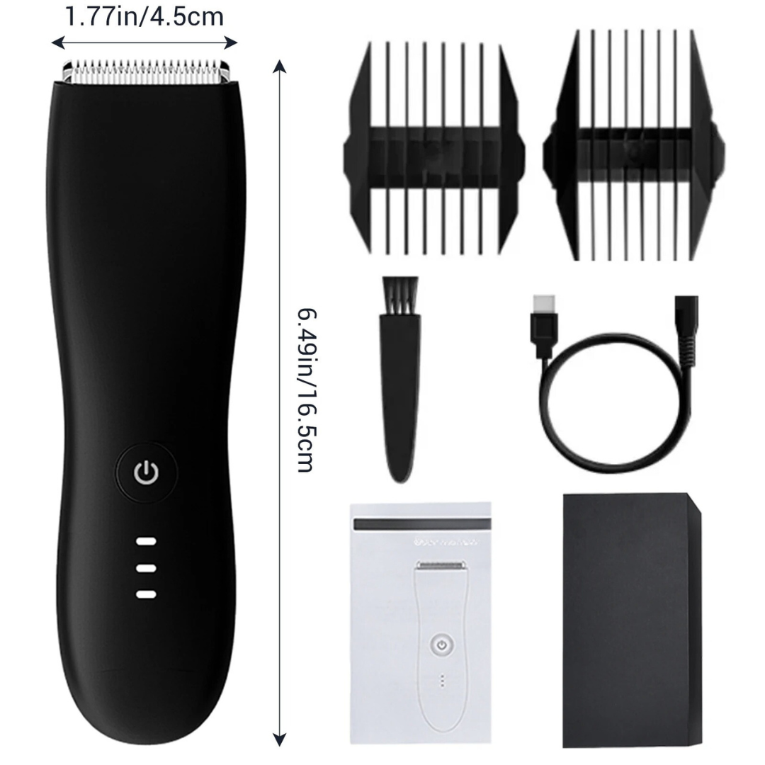 Ergonomisk kroppstrimmer for menn og kvinner, sikrer glatt hud og komfortabel personligpleie.