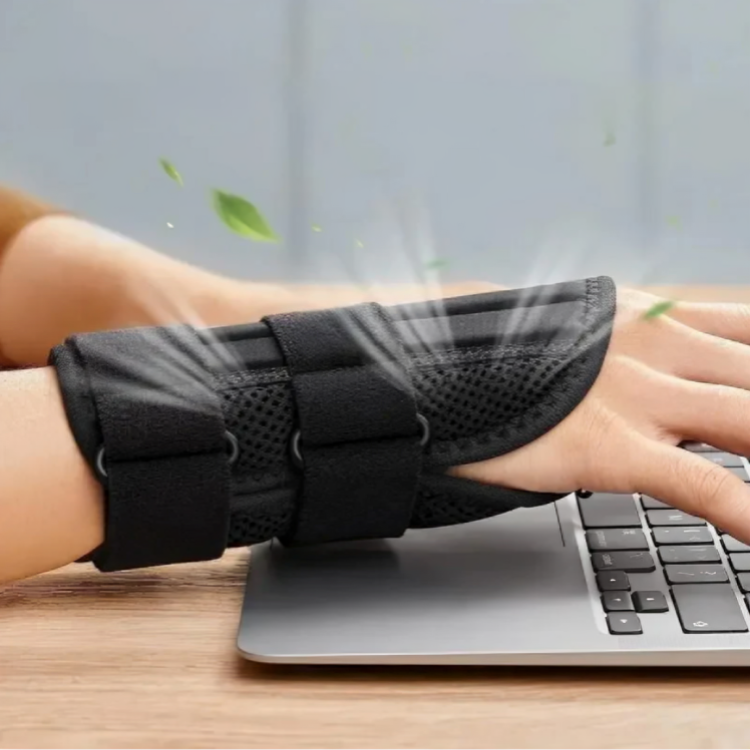 Håndleddsstøtte med skinne for effektiv lindring av karpaltunnelsyndrom og stabilisering under arbeid og trening.