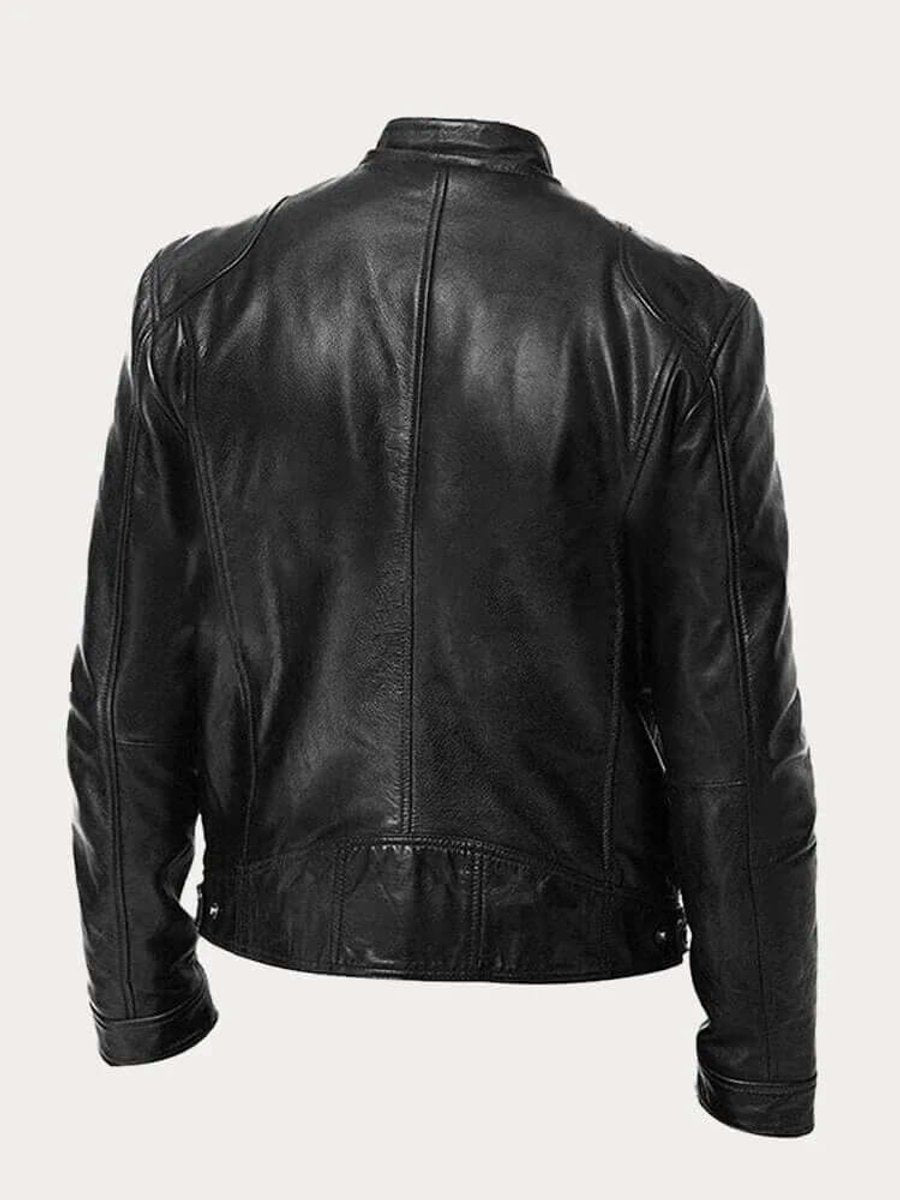 Svart klassisk bikerjakke for menn i slim fit. Tidløs stil og elegant yttertøy.