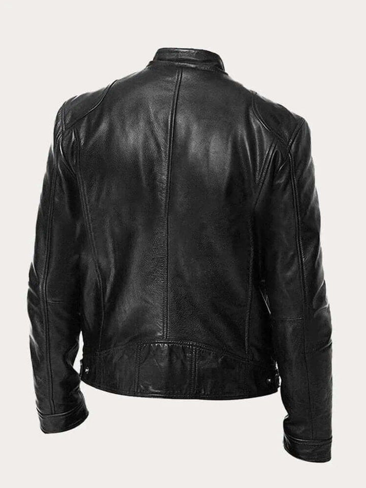 Svart klassisk bikerjakke for menn i slim fit. Tidløs stil og elegant yttertøy.
