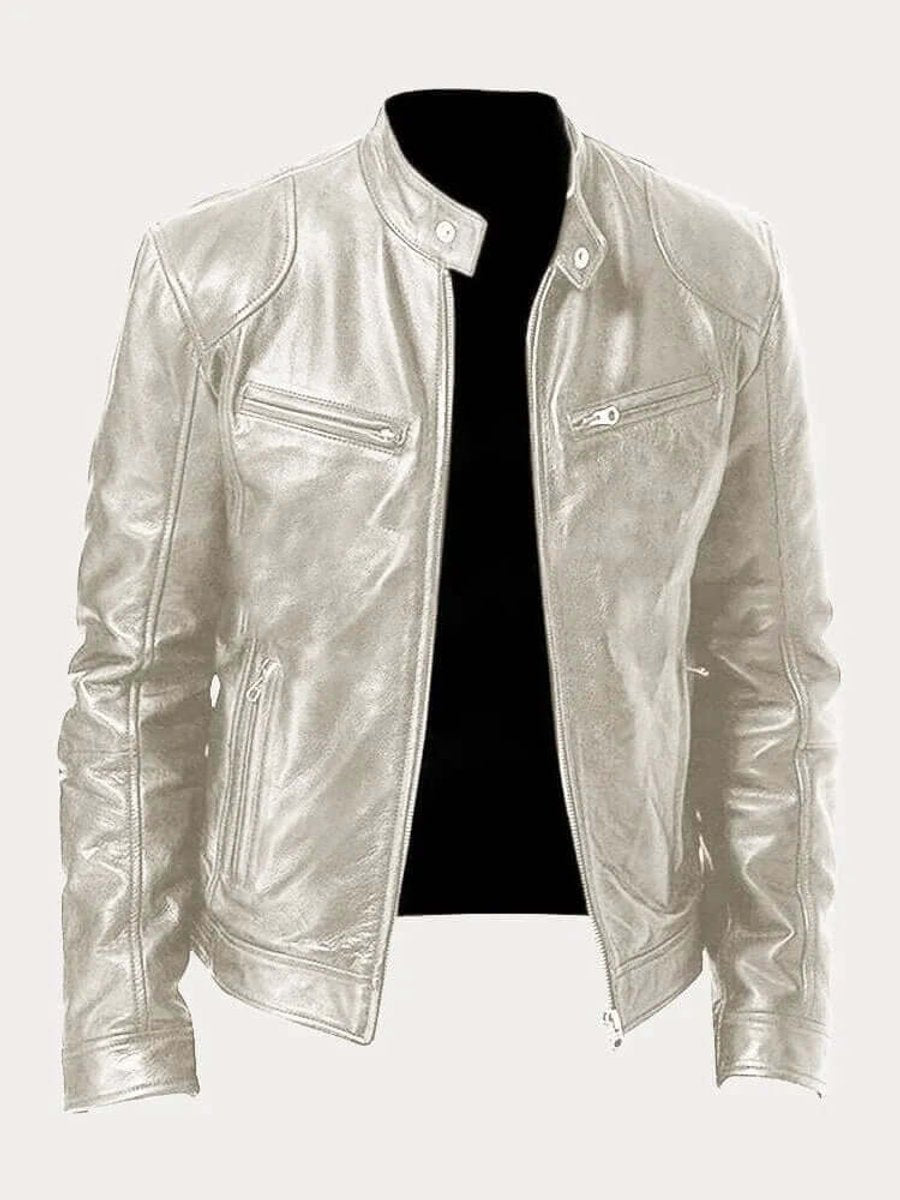 Glansfull svart bikerjakke for menn, gir et premium inntrykk. Slim fit yttertøy.