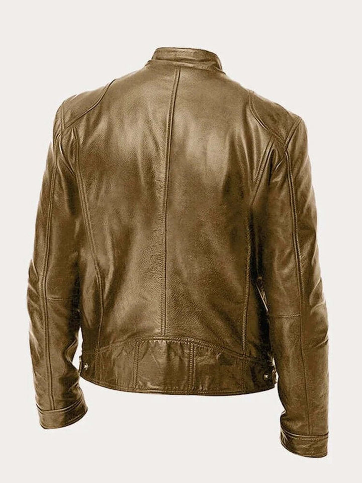 Glatt svart herrejakke i bikerstil, med fin tekstur. Kvalitets yttertøy.