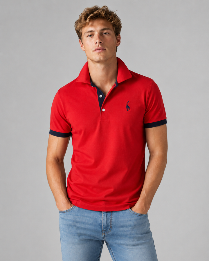 Svart herre polo skjorte, klassisk design med avslappet passform, et must i menns klær.