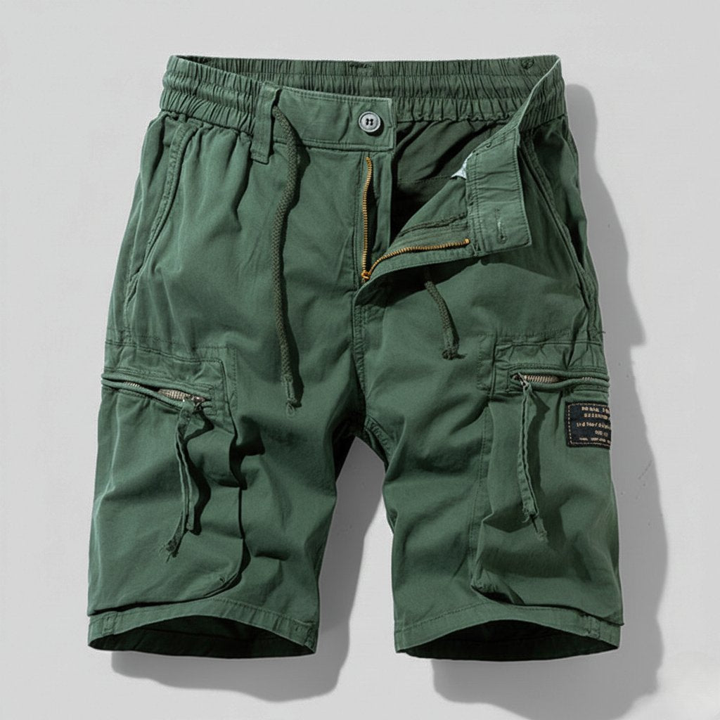 Stilrene herre regular-fit shorts i cargostil, med elastisk midje, allsidig for sommer og hverdagsbruk.