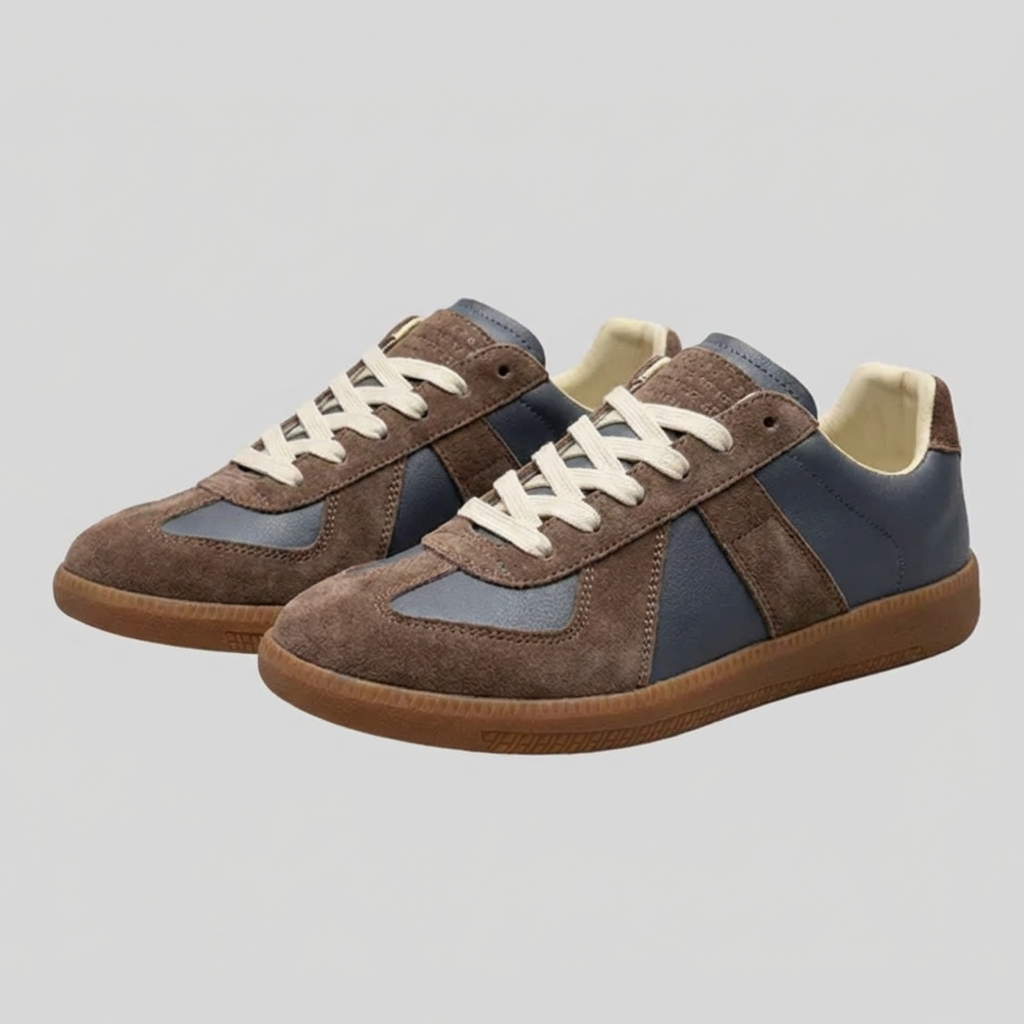 Komfortable plattformsneakers for menn. Svarte og grå retro sko som gir høyde til din streetwear-stil.