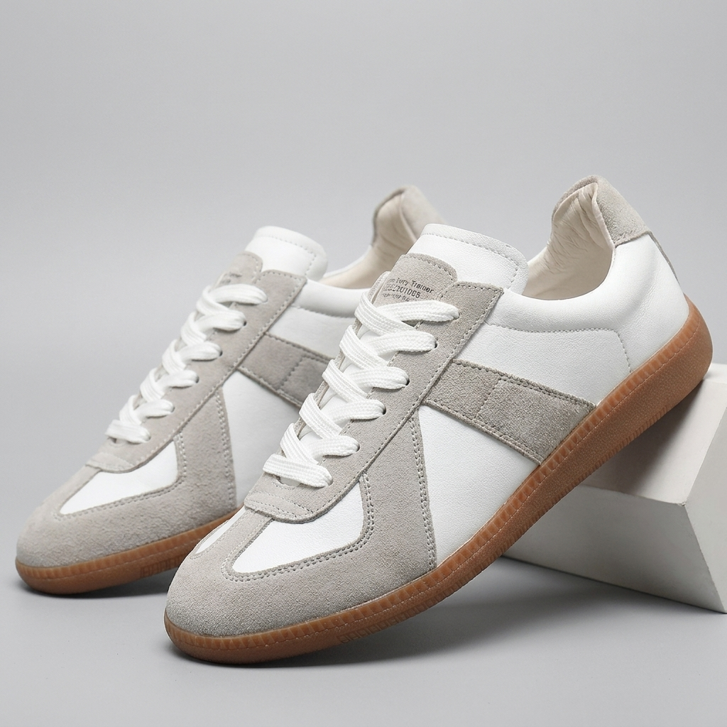 Trendy herresko: Retro plattformsneakers. Kombinerer komfort, høyde og et unikt vintage-uttrykk.