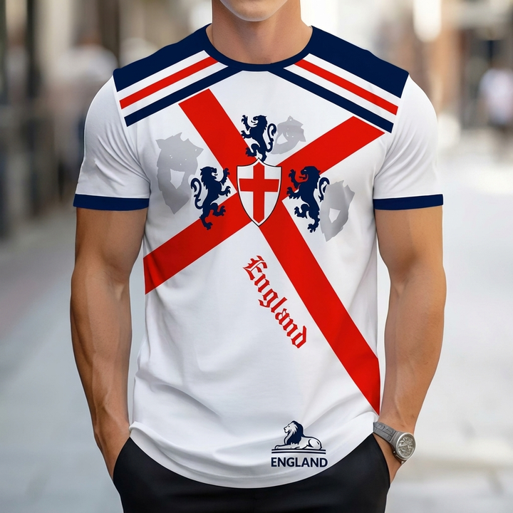 Menns England fotball t-skjorte for WC2026, viser landslagets stolthet. Perfekt supporterbekledning.