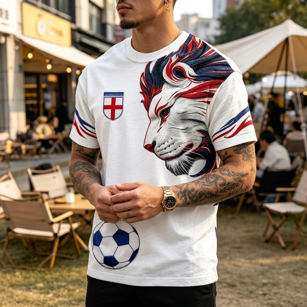 Herre løve t-skjorte med grafisk trykk, perfekt for komfortabel sommerbruk og casual streetwear.