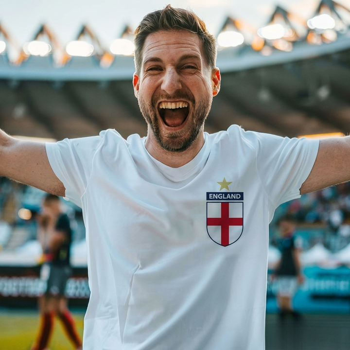 Unisex England fotball t-skjorte WC2026 med landslagsemblem, perfekt for supportere og fritid.