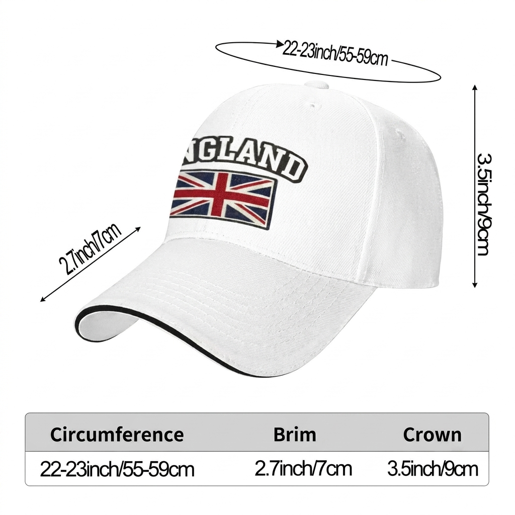 Offisiell England flagg baseballcap, unisex, slitesterk og justerbar for fans.