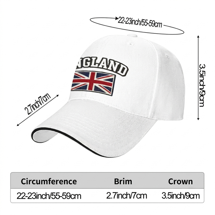 Offisiell England flagg baseballcap, unisex, slitesterk og justerbar for fans.