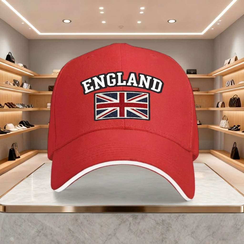 Justerbar England flagg caps, unisex design for komfortabel sport og fritid.