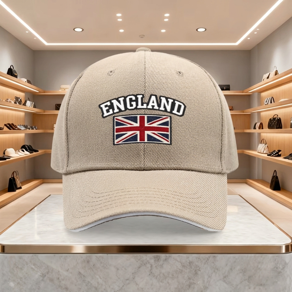 Supporter caps med England flagg, unisex design for fotball og sport.