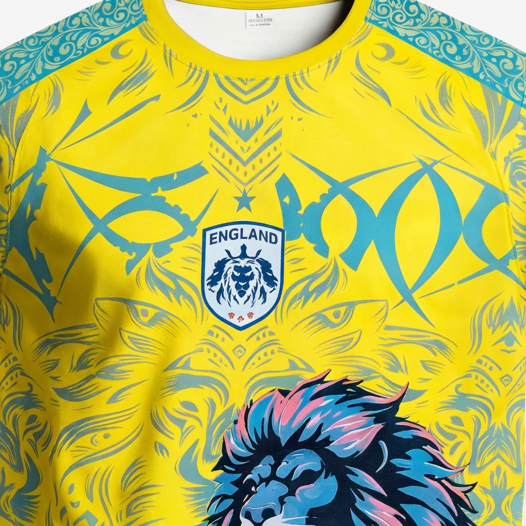 Offisiell menns England Løve fotball T-skjorte i polyester, klar for WC2026. Perfekt for kampdager.