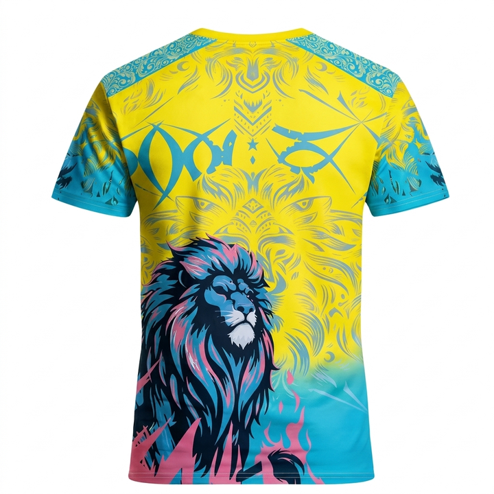 Stilig menns England Løve fotball t-skjorte. Komfortabel polyester for sport, streetwear og casual bruk.