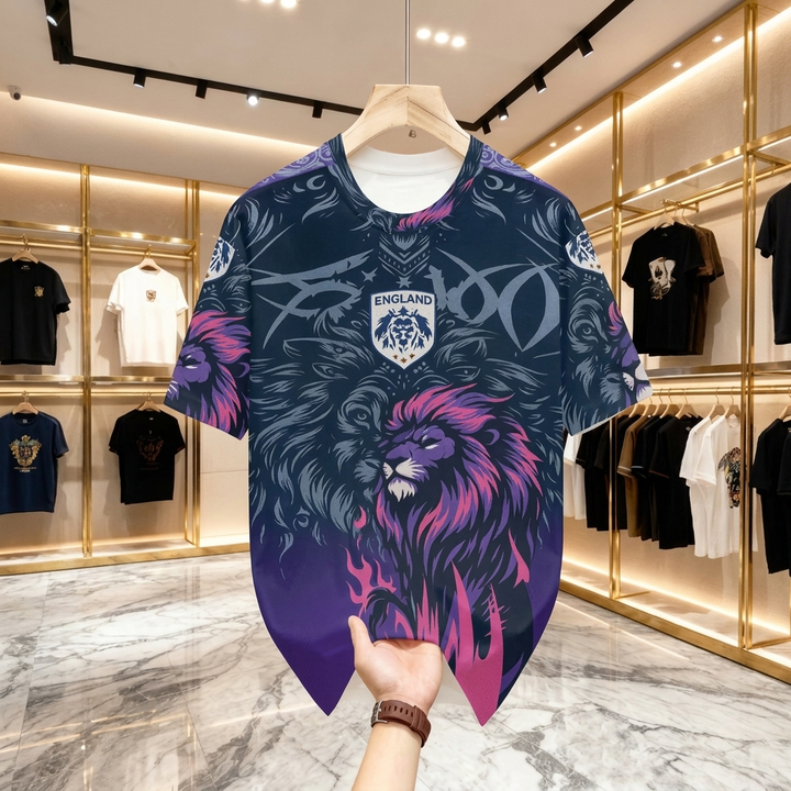 Lettvekt England Lion fotballskjorte for menn. Offisiell WC2026 supporter t-skjorte i polyester for kampdag og fritid.