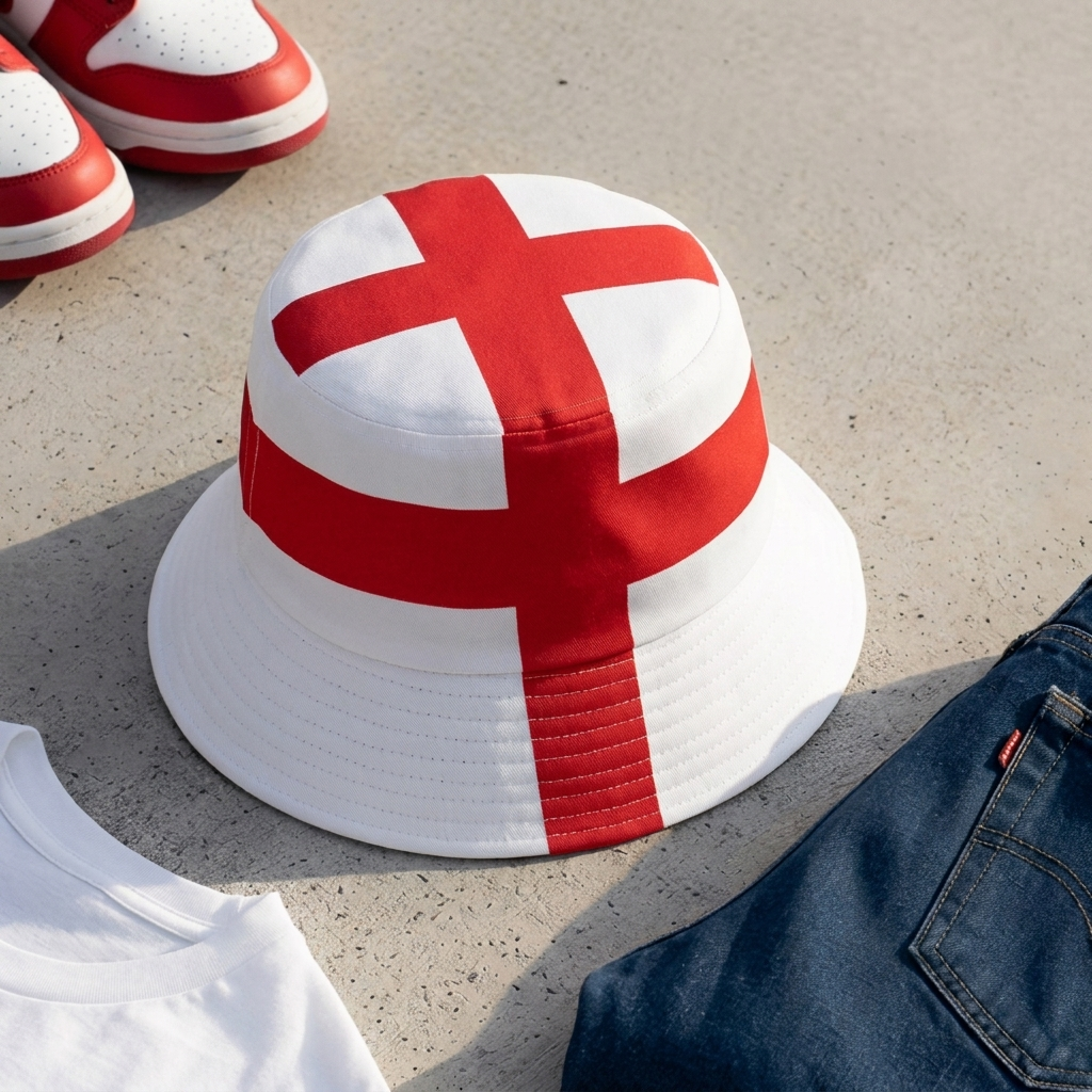 Unisex England bøttehatt for fotballfans. Lett, pustende sommerhatt, ideell for solbeskyttelse under fritid og reise.