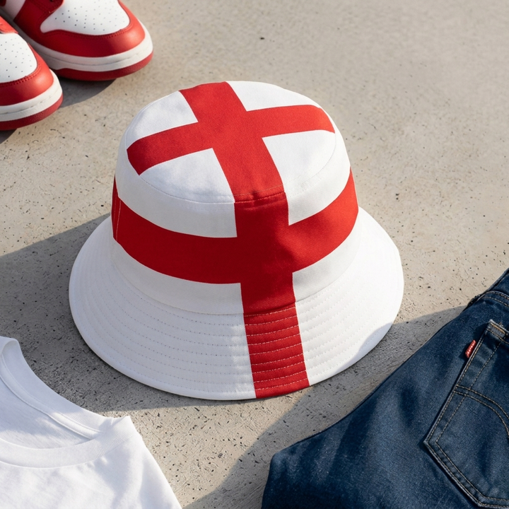 Unisex England bøttehatt for fotballfans. Lett, pustende sommerhatt, ideell for solbeskyttelse under fritid og reise.