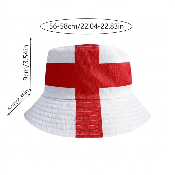 England supporter bøttehatt for fotballfans. Unisex WC2026 hatt, perfekt for å vise støtte med stil og komfort.