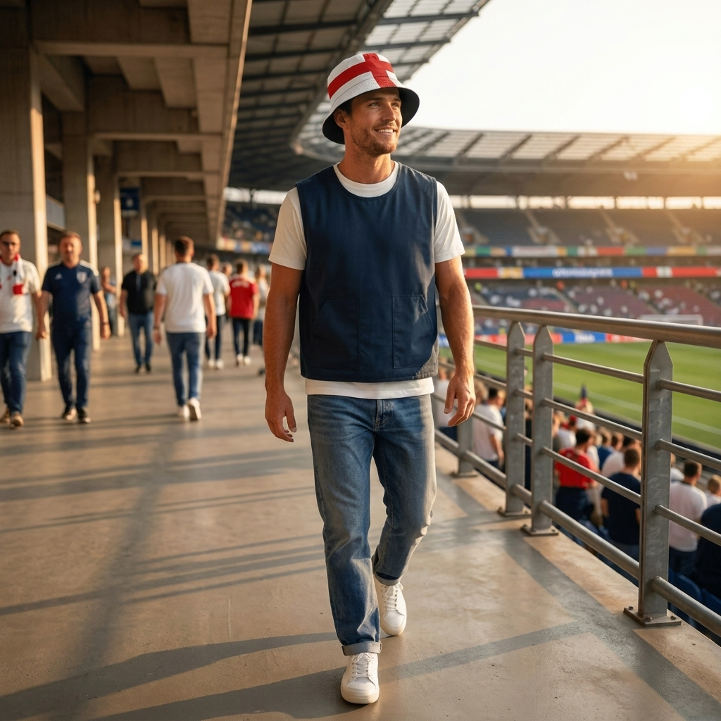 Stilig England bøttehatt for unisex. Perfekt lett sommerhatt for fotballfans, gir solbeskyttelse på reise og fritid.