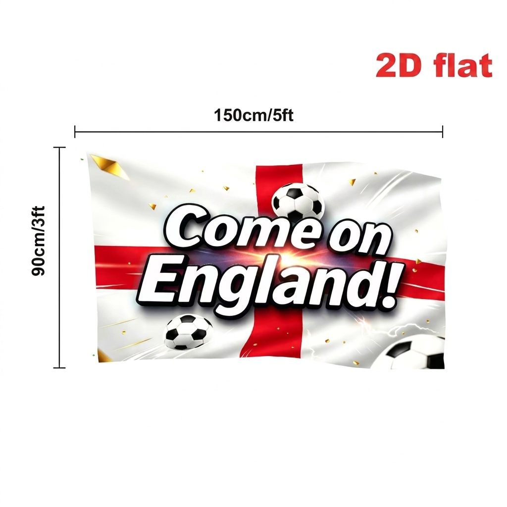 Stort England fotballbanner for supportere. Ideell dekorasjon for mesterskap og kampdag. Vis din stolthet for England!